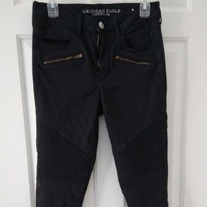 Super cute biker style jeggings with jeans feel